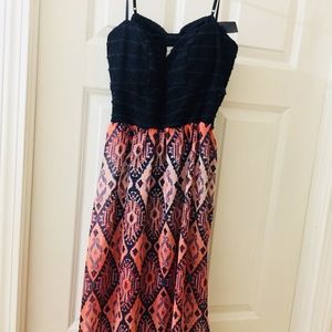 Blue/Coral Maxi Dress
